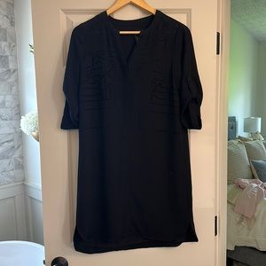 WHBM black long sleeve sheer style dress.
